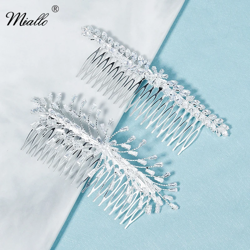 

Miallo Bridal Wedding Hair Accessories Zircon Hair Comb Clips for Women Party Silver Color Bride Headpiece Jewelry Gifts