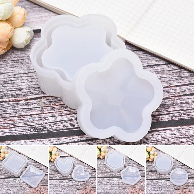 

Heart Shape Resin Silicone Mold Hexagon Storage Box Epoxy Mould Crystal UV Mirror Handmade DIY Table Desktop Gift Jewelry Tools