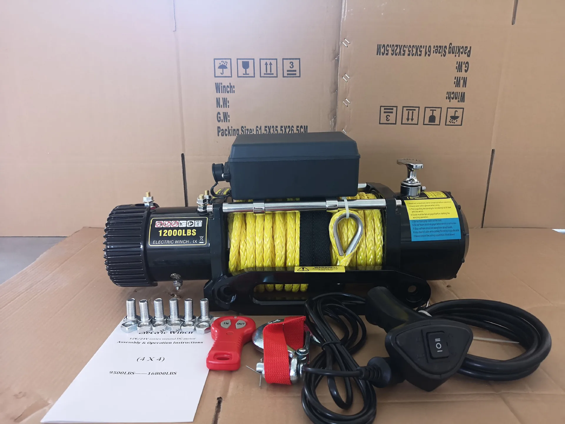 

12v/24v 12000 pounds of new nylon rope winch off-road winch electric winch With wireless remote control