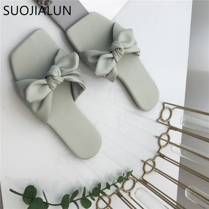 Шлепанцы SUOJIALUN женские в богемном стиле Нескользящие плоская подошва пляжная