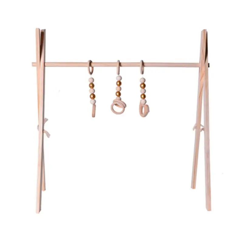 

Nordic Simple Wooden Fitness Rack Children Room Decorations Baby Play Gym Activity Pendants Hanging Bar Newborn Gifts 40JC
