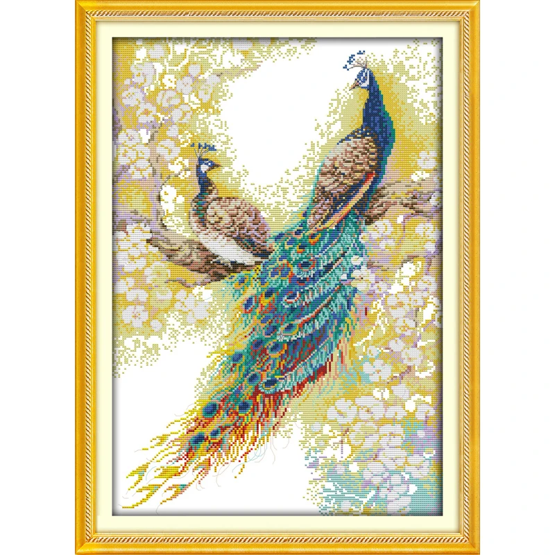 

Everlasting Love The Peacock Couples Chinese Cross Stitch Kits Ecological Cotton Stamped 14CT 11CT DIY Gift New Year Decorations