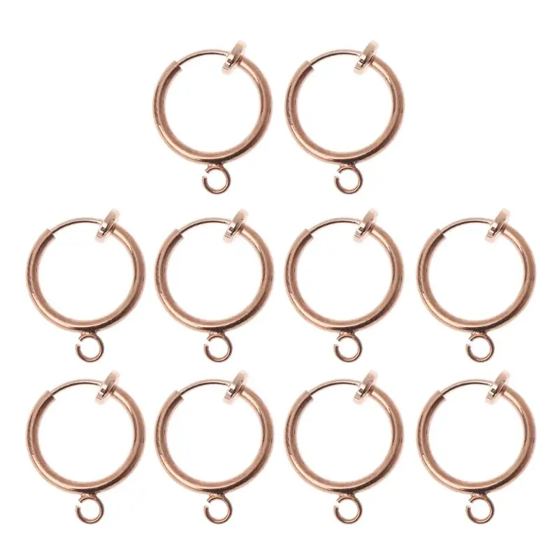 

10Pcs Brass Round Hoop Clip with Loop For Earring DIY Charms Jewelry Findings
