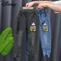 disney fashion simple and comfortable childrens casual pants spring and autumn new 2021 cute cartoon printed jeans