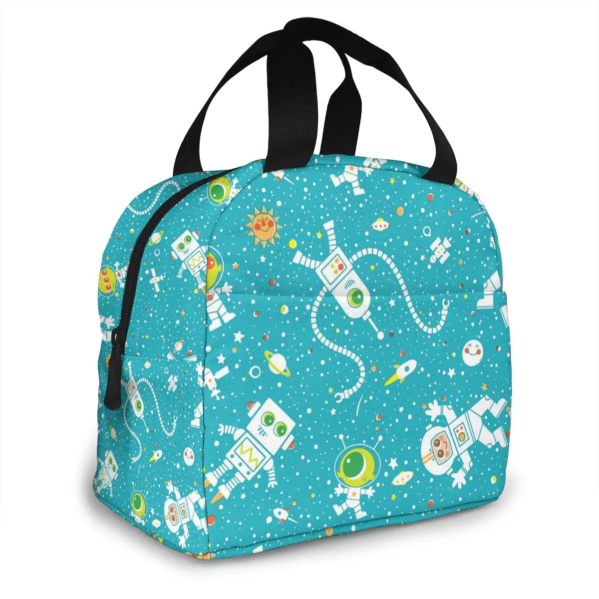 Мультяшный астронавт космос корабль холщовая Портативная сумка-холодильник для