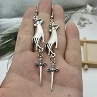new classic fashion tarot earrings swords hand earrings statement gothic medieval witch mysterious female gift