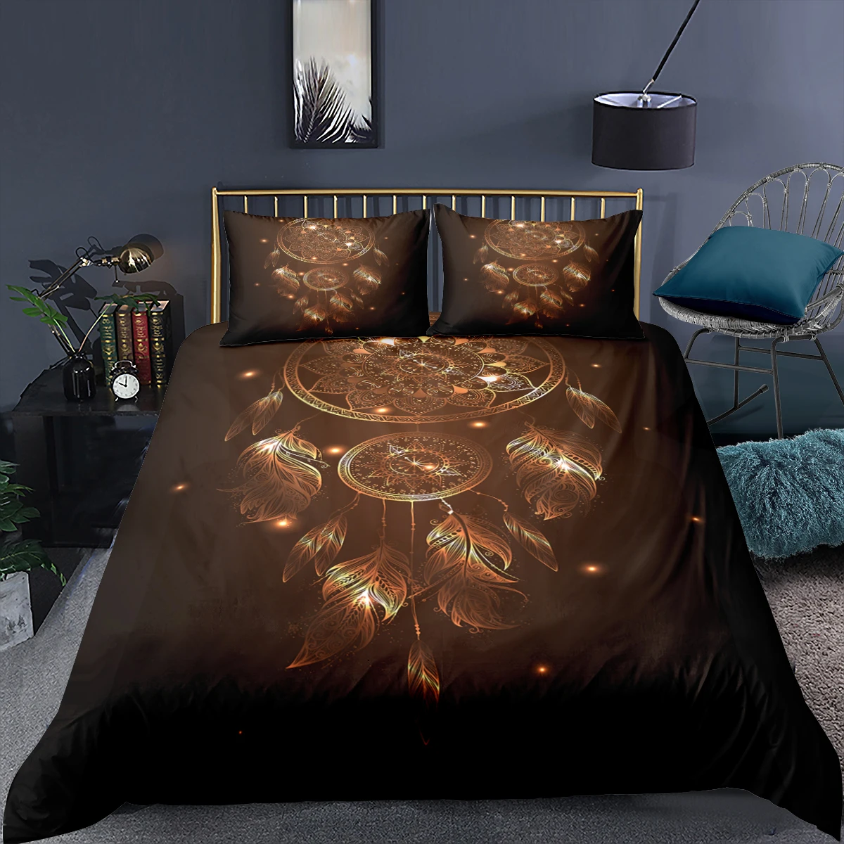 

3D Printing Luxury Dreamcatcher Bedding Set Fashion Duvet Cover Pillowcase Bedroom Black Bedspreads Bed Set