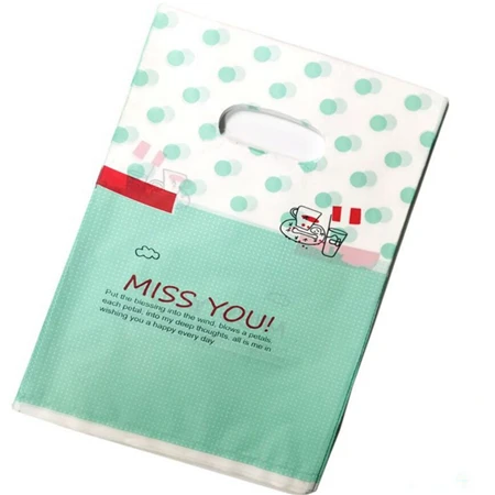 Miss you Герметичность 15*20 см/20*25 см 10 шт. пластиковые пакеты для упаковки ювелирных изделий Свадебные подарки бутик подарки шоппинг упаковка пластиковые ручки сумки - Цвет: Miss you