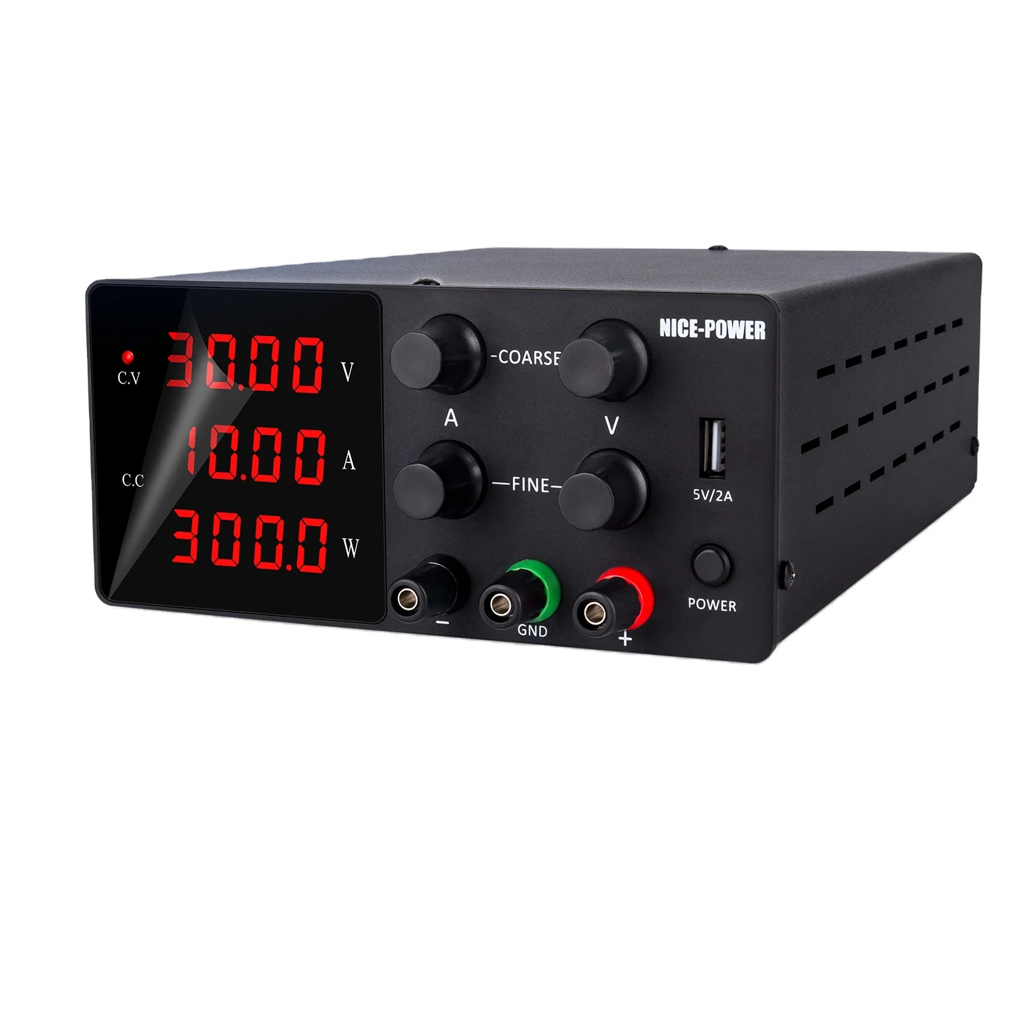 

Hot Sale NICE-POWER SPS-W3010 30V 10A Black Small Variable Lab Benchtop Regulated Single Output DC Switching Power Supply