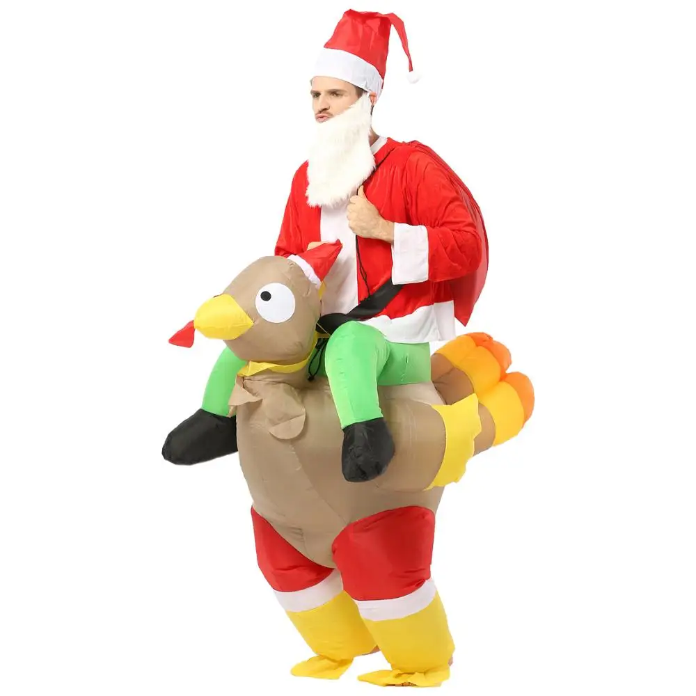 Надувной костюм Санта Клауса для езды на индейке Рождество Хэллоуин Косплей