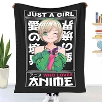 manga anime merch for women just a girl who loves anime throw blanket sheets on the bed blanket on the sofa decorative