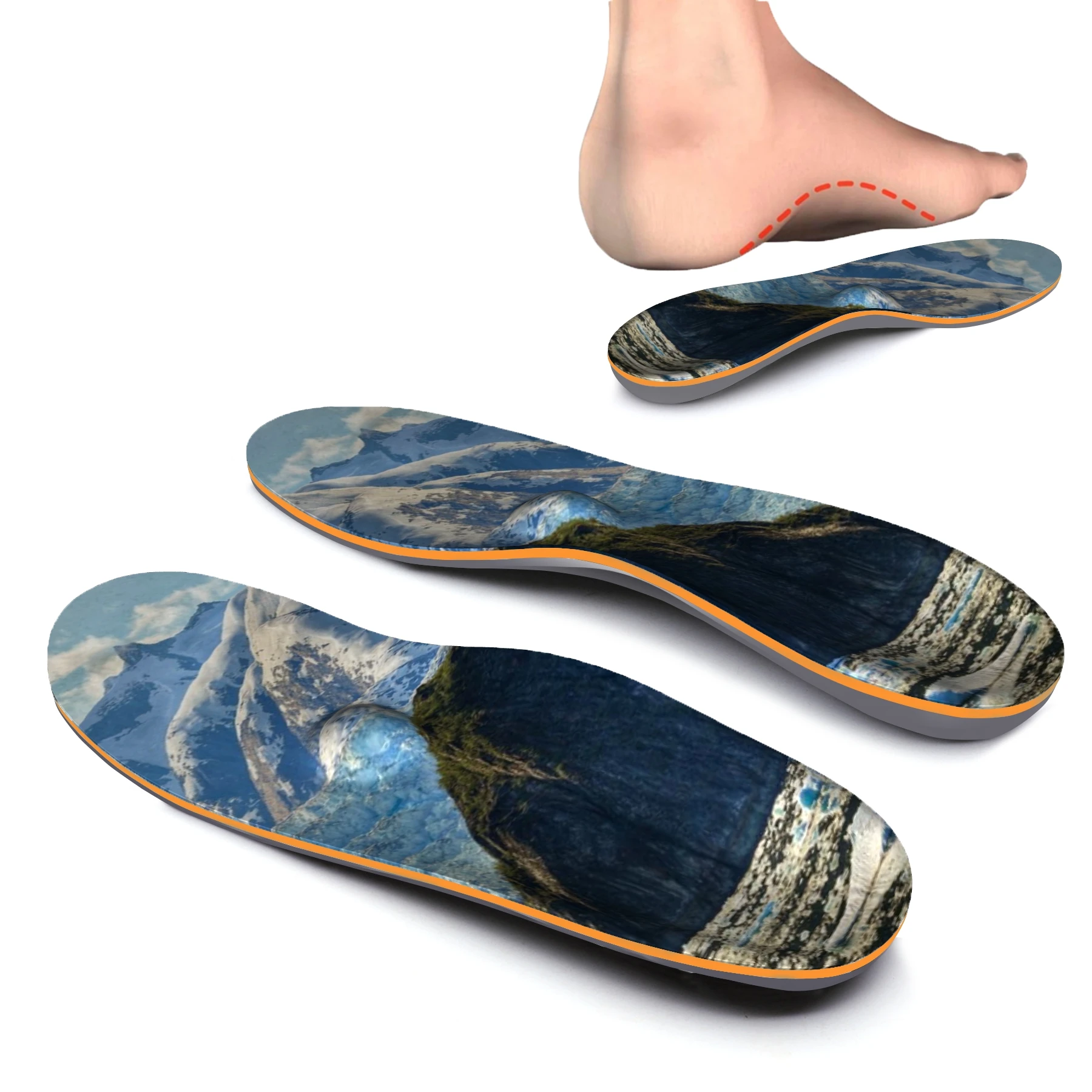 

Mountain Pattern Orthotic Arch Support Insert, for Relieve Forefoot Pain, Plantar Fasciitis and Heel Pain Orthopedic Insoles