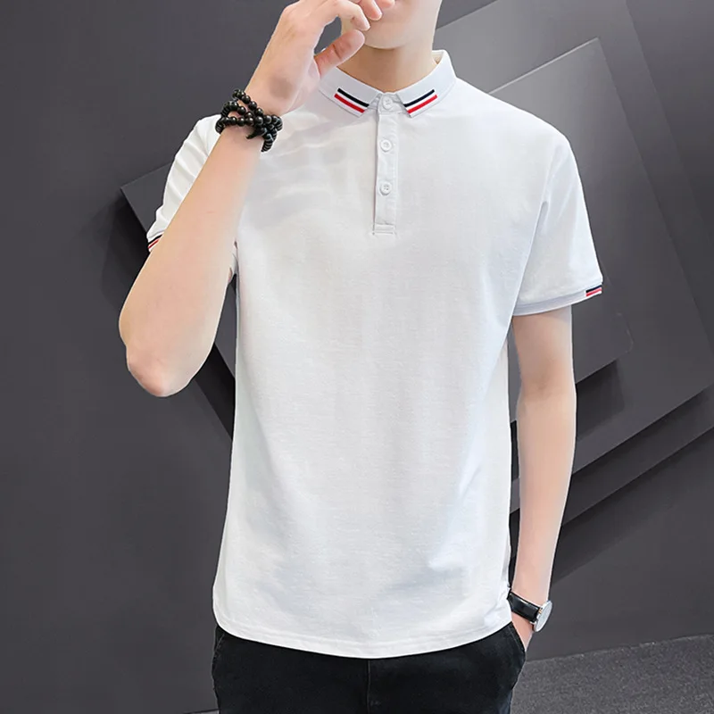

2021 summer new short sleeve polo shirt men's casual Korean youth slim half sleeve T-shirt fashion men's top