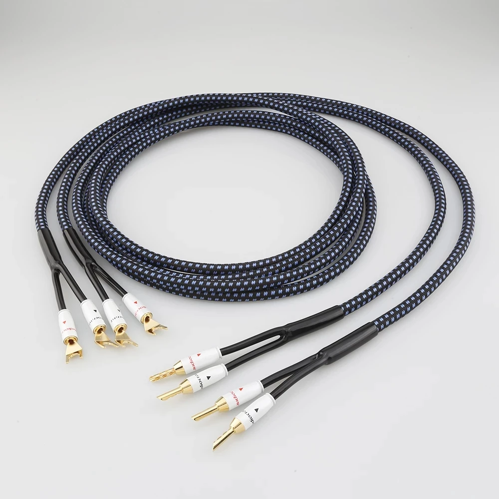 

1 Pair Audiocrast SP14 HIFI Silver plated Speaker Cable Hi-end OCC Loudspeaker Wire For Hi-fi Systems Y Plug Banana plug