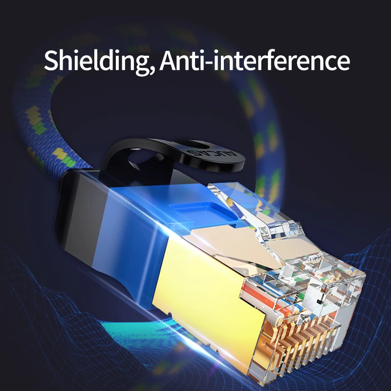 AUCAS высокоскоростной сетевой кабель rj45 соединительный Lan Ethernet CAT7 SFTP RJ45 плоский