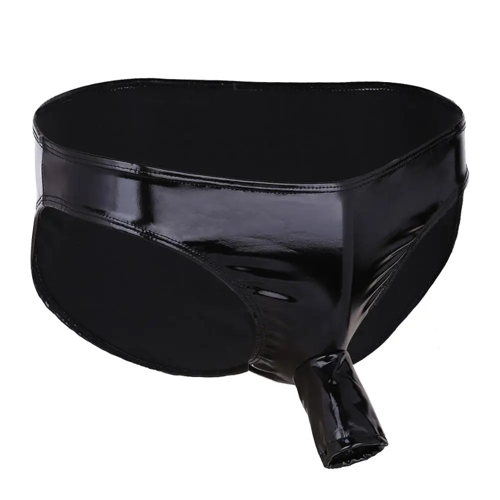Мужское нижнее белье сексуальные трусы с открытым пенисом латексные мужские