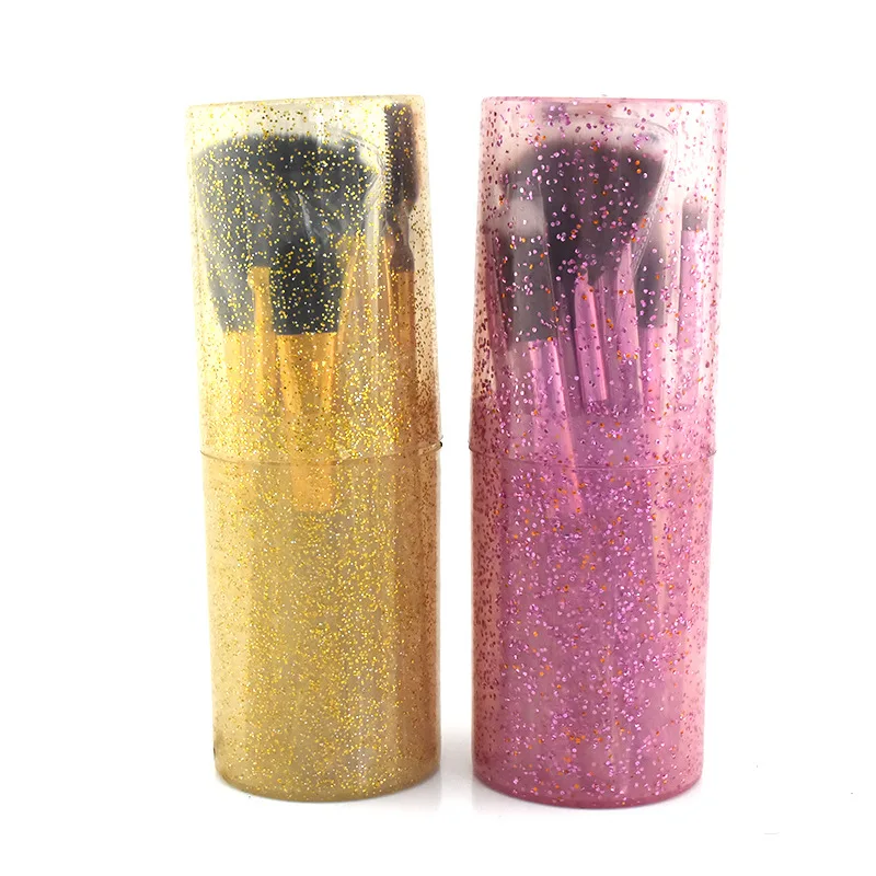 

New 10/12 Pcs Cosmetic Brush Handle with Sequin Powder Blush Eye Shadow Brushes