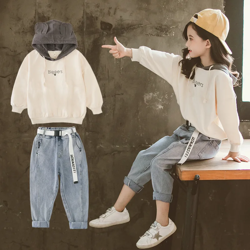 

Kids Sport Clothes Girls Printed Children's Clothes For Girls Striped Coat + Pants Girl Clothing Teenage Children's Costume