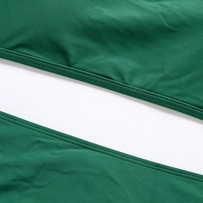 

Sexy Bikini Women 2021 High Waist Swimsuit One Shoulder Swimwear Bandeau Bathing Suit Beach Wear Solid Biquini Set Female js