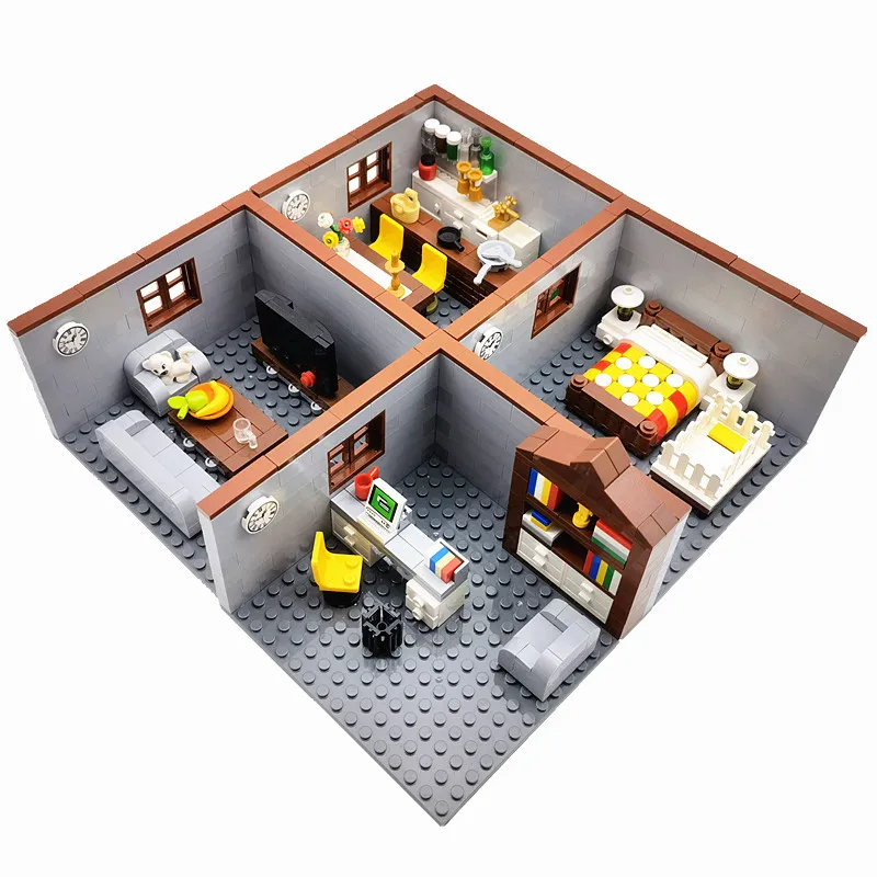 Cidade casa blocos de construção brinquedos para crianças meninos menina diy presentes moc tijolos quarto sala estar móveis modelo juguetes bloques