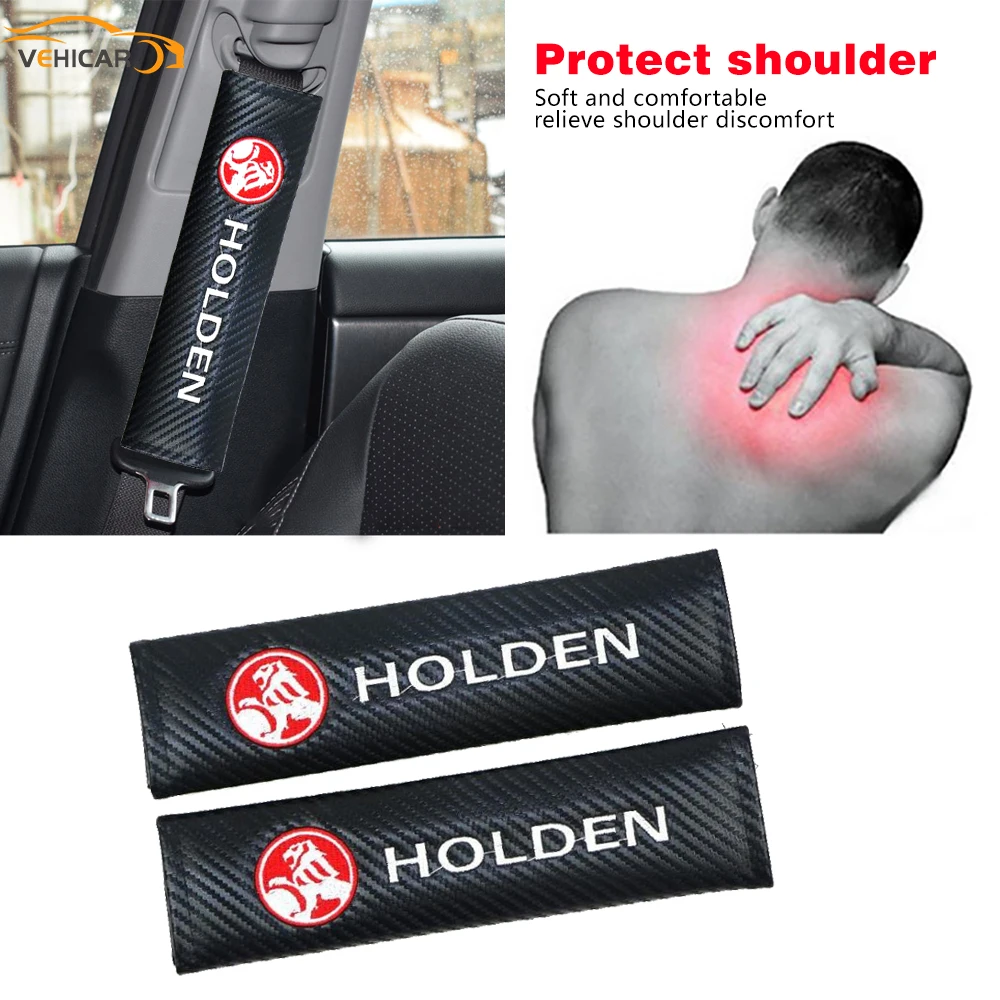

VEHICAR 2PCS Carbon Fiber Car Seat Belt Cover Safety Seat Belt Pads For Holden Vehicle Auto Accessories