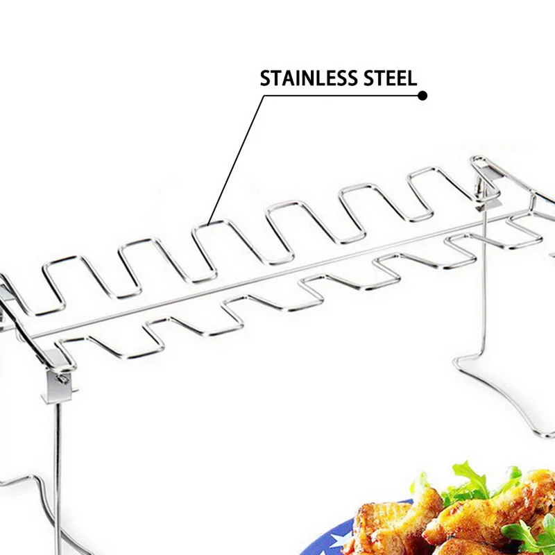 

Chicken Wing Leg Rack For Grill Smoker Oven Stainless Steel Vertical Roaster Stand In BBQ Safe Barbecue Accessories Grill