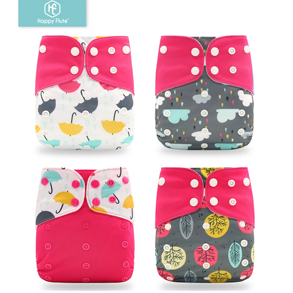 

2021 4pcs/set Washable Eco-friendly Cloth Diaper Ecological Adjustable Nappy Reusable Diaper Fit 0-2year 3-15kg baby