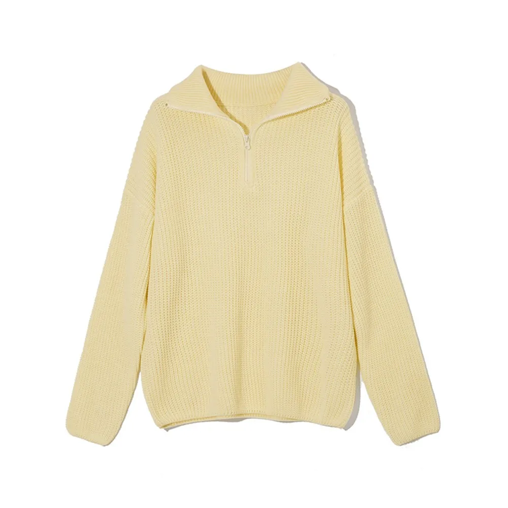 

Women Long Sleeve Chunky Knit Sweater Casual Half High Collar Jumper Pullover Loose Turtleneck Women's Clothing