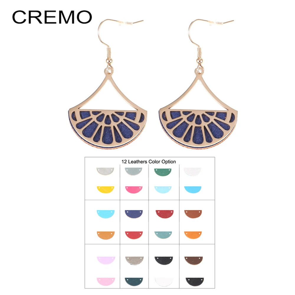 Женские кожаные серьги-подвески Cremo цвета розового золота двусторонние 2020 |