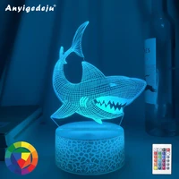 new animal 3d illusion lamp shark acrylic baby night light for work room decor kids child bedroom nightlight cool birthday gifts