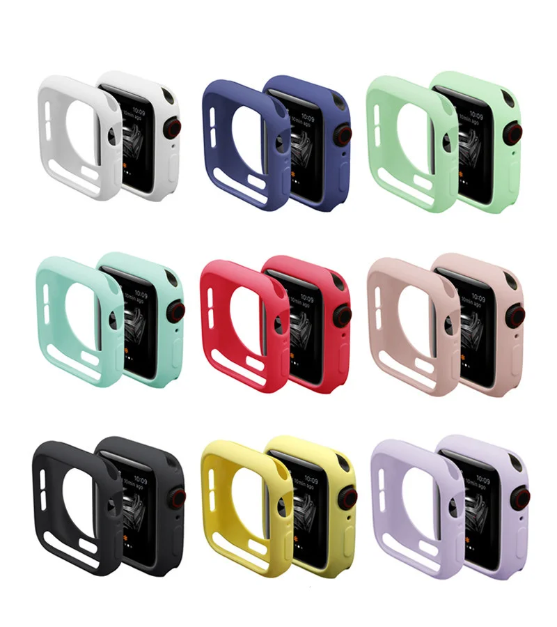 

Clock Cover Case for Apple Watch 5/4/3/2/1 40mm 44mm Scratch pinkycolor colorful soft cases For iWatch Series 3 2 42mm 38mm
