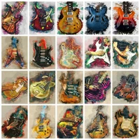 azqsd drawing by numbers guitar handpainted kits acrylic paint by numbers for adults landscape home decor gift wall art