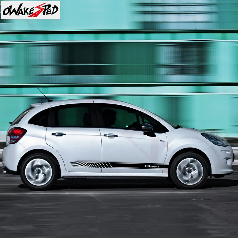 2PCS Auto Vinyl Decals Car Door Side Stripes Skirt Decor Sticker For-Citroen C3 Sport Styling Accessories Stickers | Автомобили и
