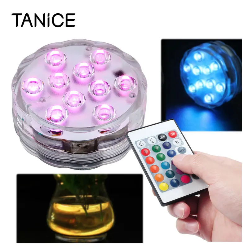 TANiCE 4 шт. пульт дистанционного управления RGB погружные огни 10 SMD5050 светодиоды для