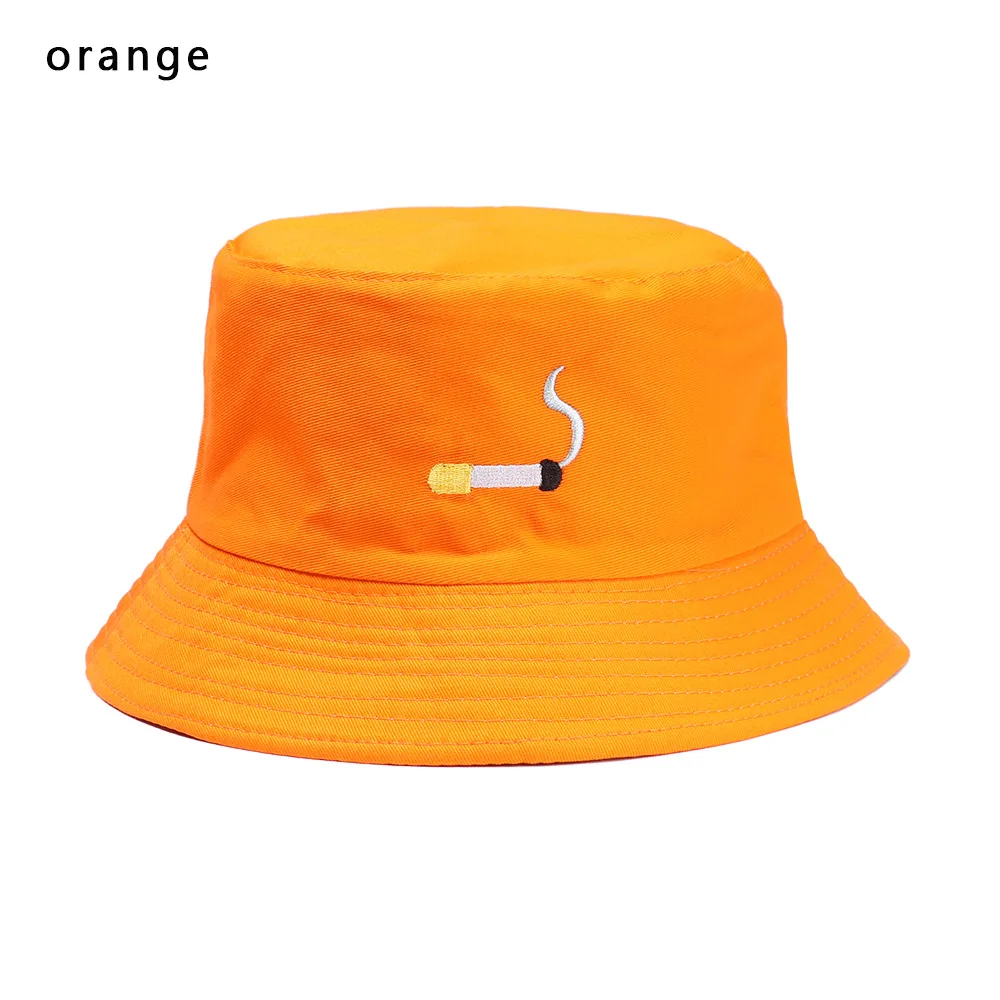 Orange Индивидуальная уличная сигарета панамка с вышивкой для мужчин и женщин хип-хоп Рыбацкая шляпа для взрослых Панама Боб шляпа для влюбленных плоская шляпа - Цвет: Orange
