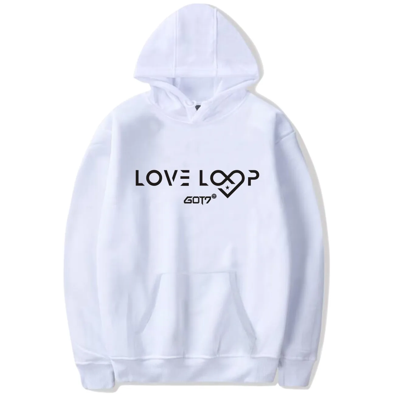 Фото Новое поступление, новинка, толстовка got7 с капюшоном и надписью альбома Love loop, новинка, пуловер с принтом K-POP jackson, толстовка с капюшоном в сти... №2