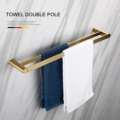 Double Towel Bar Smesiteli роскошный золотой набор оборудования для ванны 304 нержавеющая сталь матовый бумажный держатель полотенец мыльница, ванная продукт - Цвет: Double Towel Bar