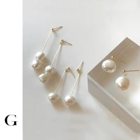 ghidbk baroque freshwater natural pearls studs earrings long irregular pearl pendant earring dainty charming earring wholesale
