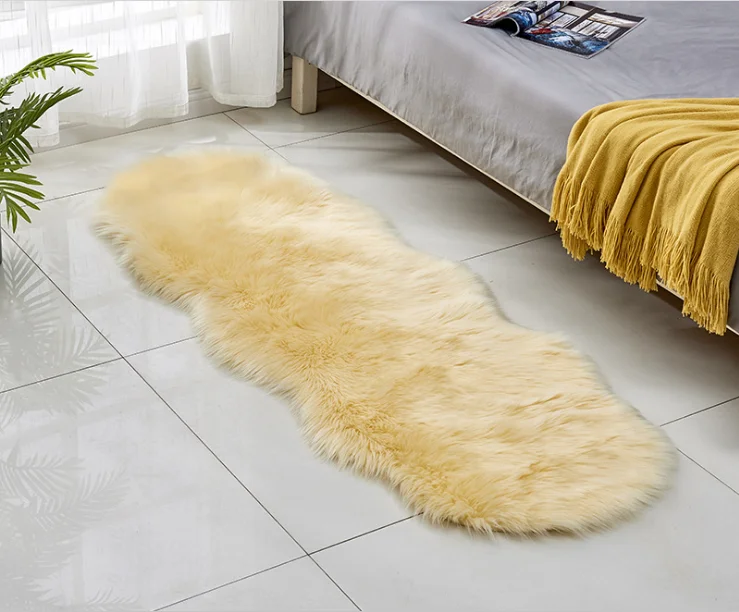 HQ Sheepskin Faux Fur Carpets Rugs For Home Bedroom Kids Living Room Chair Warm High Quality Non-slip White Gray Plush Mat | Дом и сад