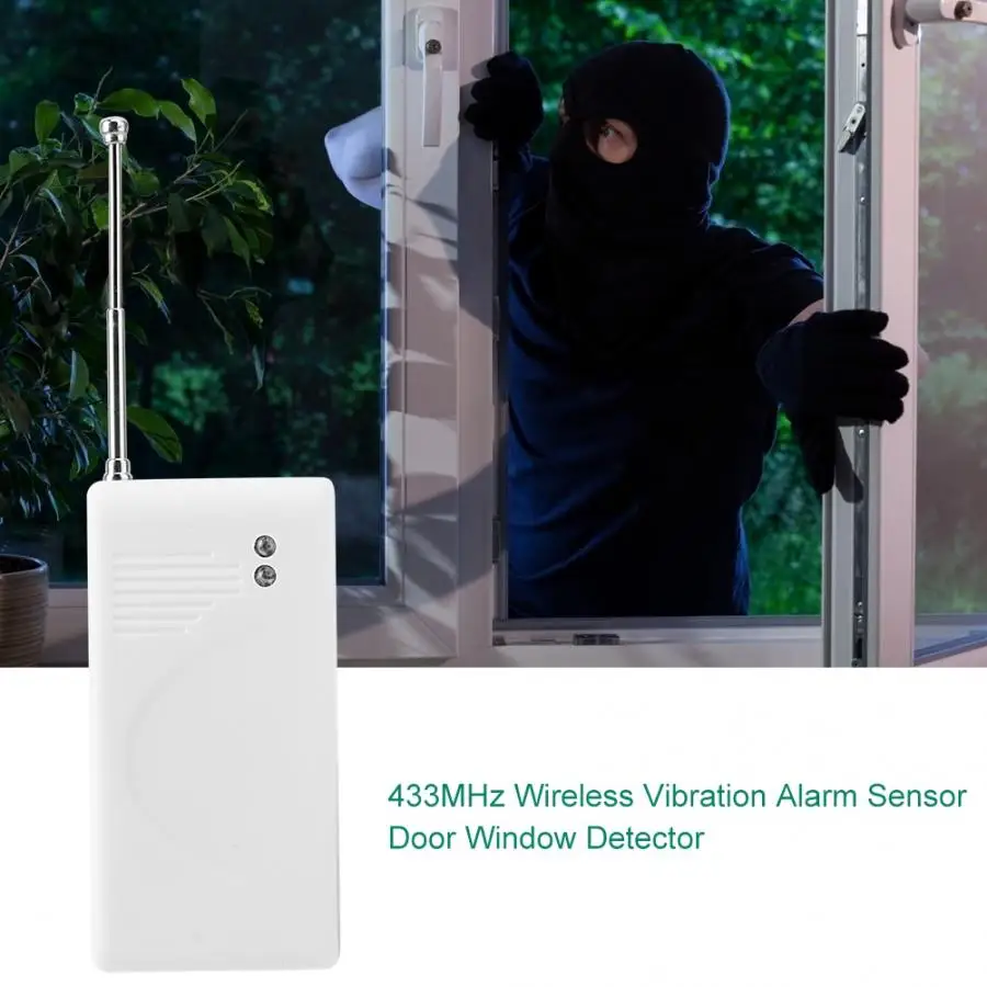 

433MHz Wireless Alarm Sensor Door Window Detector Vibration for Home Security Burglar System vibradores