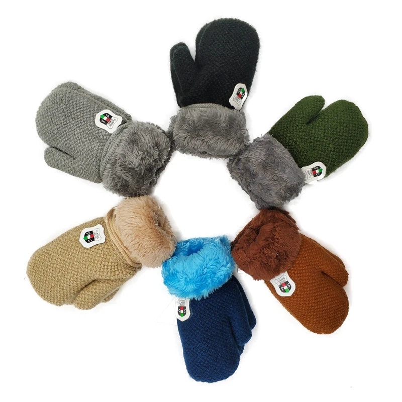 

New Arrival Baby Boys Girls Knitted Gloves Winter Toddler Kids Children Thicken Wool Warm Full Finger Mittens Gloves with Rope