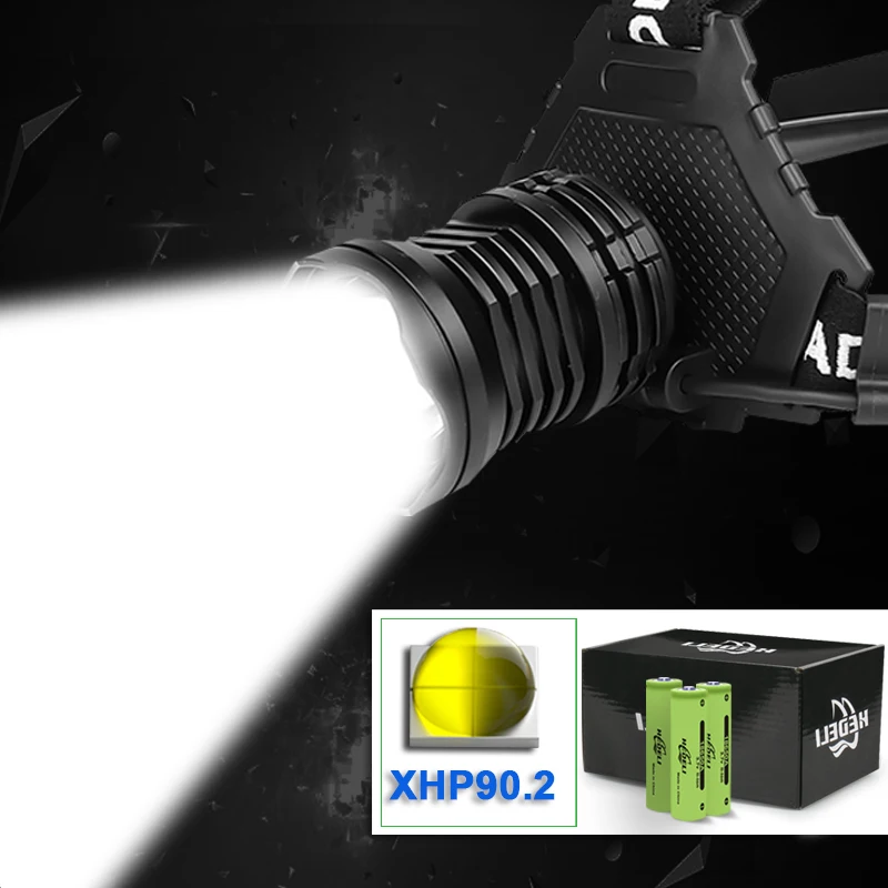 350000 лм XHP90.2 светодиодный налобный фонарь usb Zoom высокая мощность головной 18650