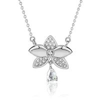 s925 sterling silver butterfly orchid flower necklace temperament clavicle chain sweet and simple girl gift