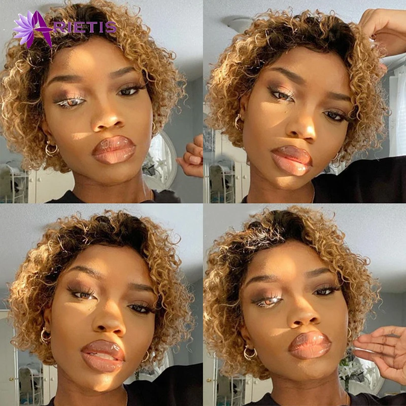 

Curly Bob 13x1 Transparent Lace Front Human Hair Wigs Brazilian Virgin Short Pixie Cut Wig For Black Women Deep Water Wave Wigs