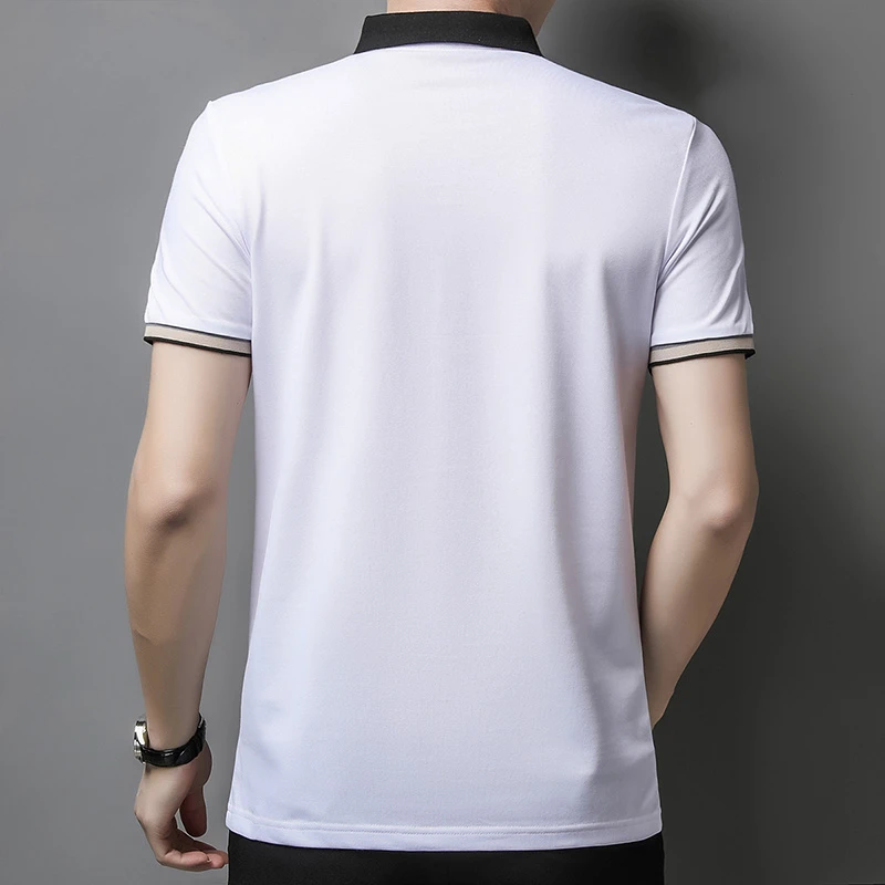 

JOHMUVVE 3 Colour NEW Fashion Polo Shirt Men Cotton Lapel Collar T Shirt Formal Office Casual Business Short Sleeve Tshirt