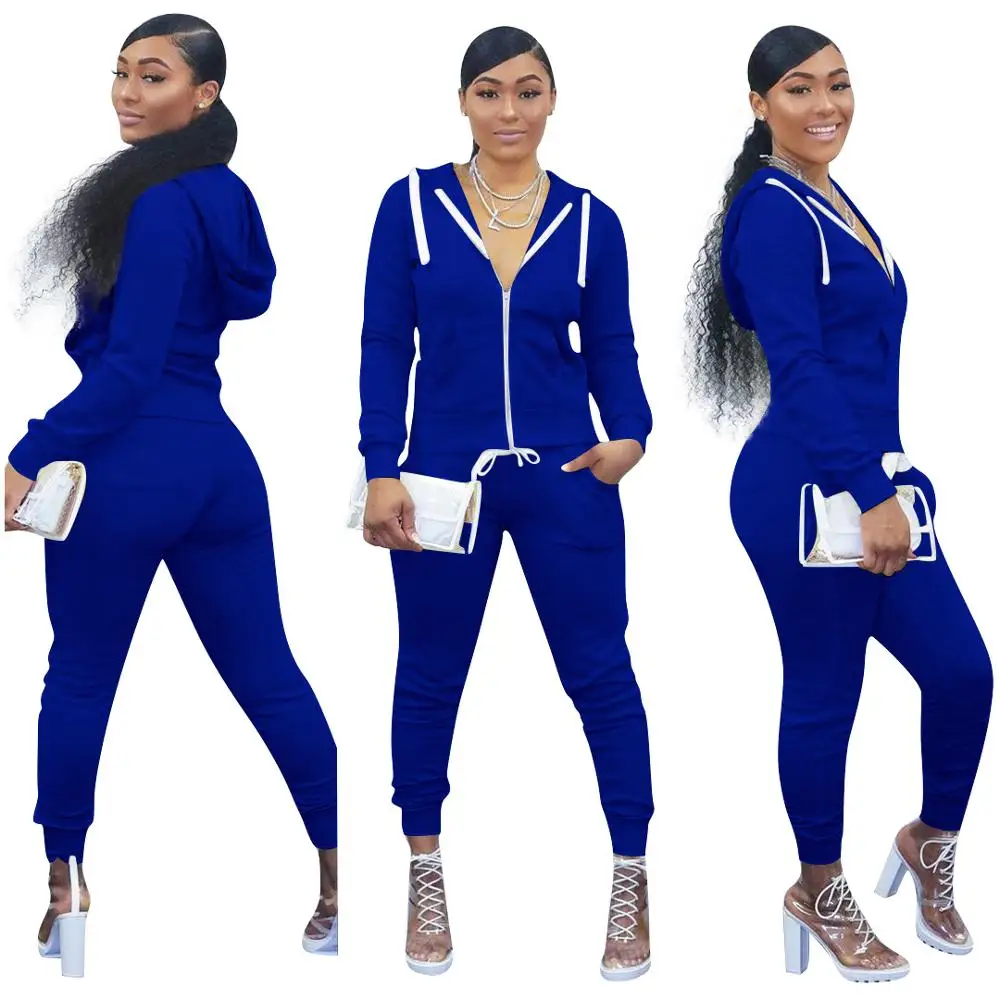 Комплект из двух предметов спортивные костюмы для женщин одноцветные Осень-зима