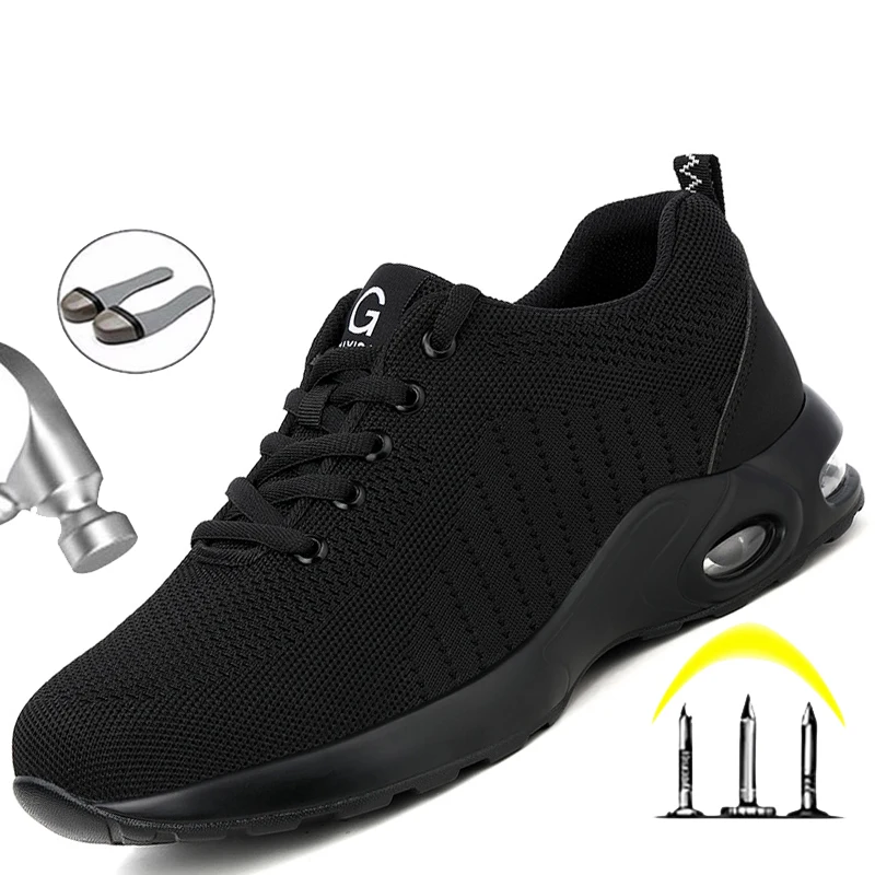

2021 Summer Shoes Safety Boots Steel Toe Shoes Men Boots Work Sneakers Safety Footwear Men Sneakers Air Cushion Security Shoes