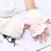 Модные кошачья лапа с когтями для маленьких девочек, перчатки без пальцев, зимние теплые перчатки на половину пальцев, варежки, детские зимние теплые перчатки