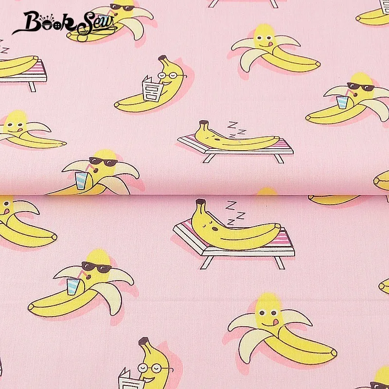 Booksew хлопок саржевая Ткань Домашний текстиль банан мультфильм дизайн швейная розовая ткань детская простыня Лоскутная DIY Tissu Tecido