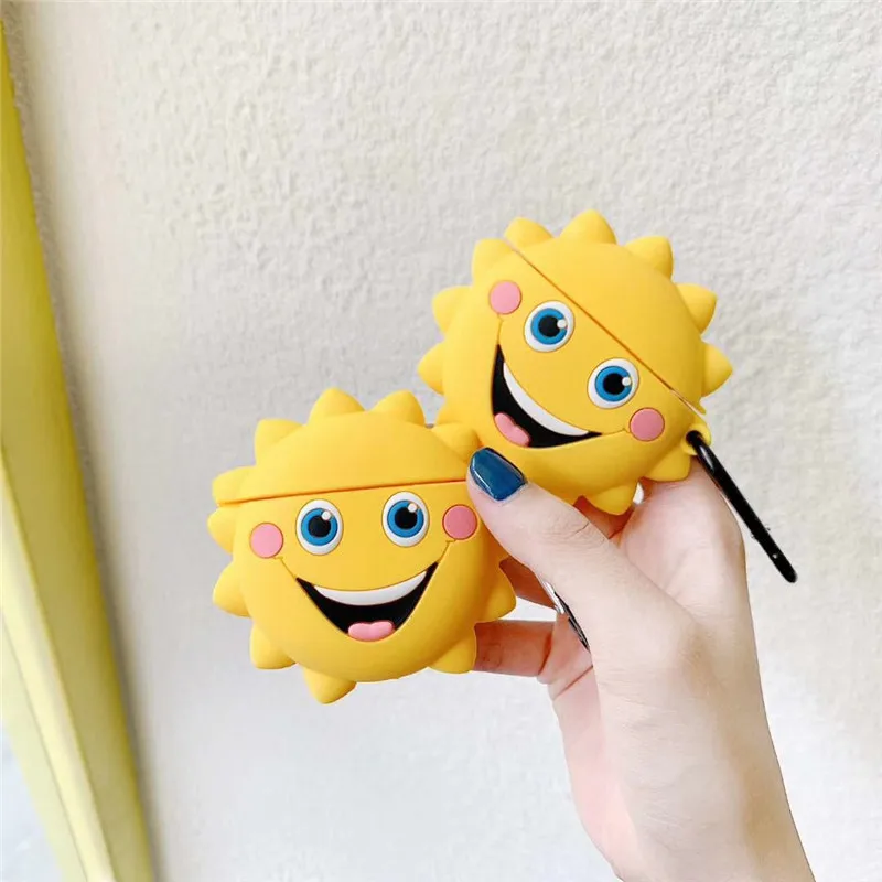 Чехол для AirPod 2 мягкий силиконовый чехол беспроводных наушников с 3D улыбкой